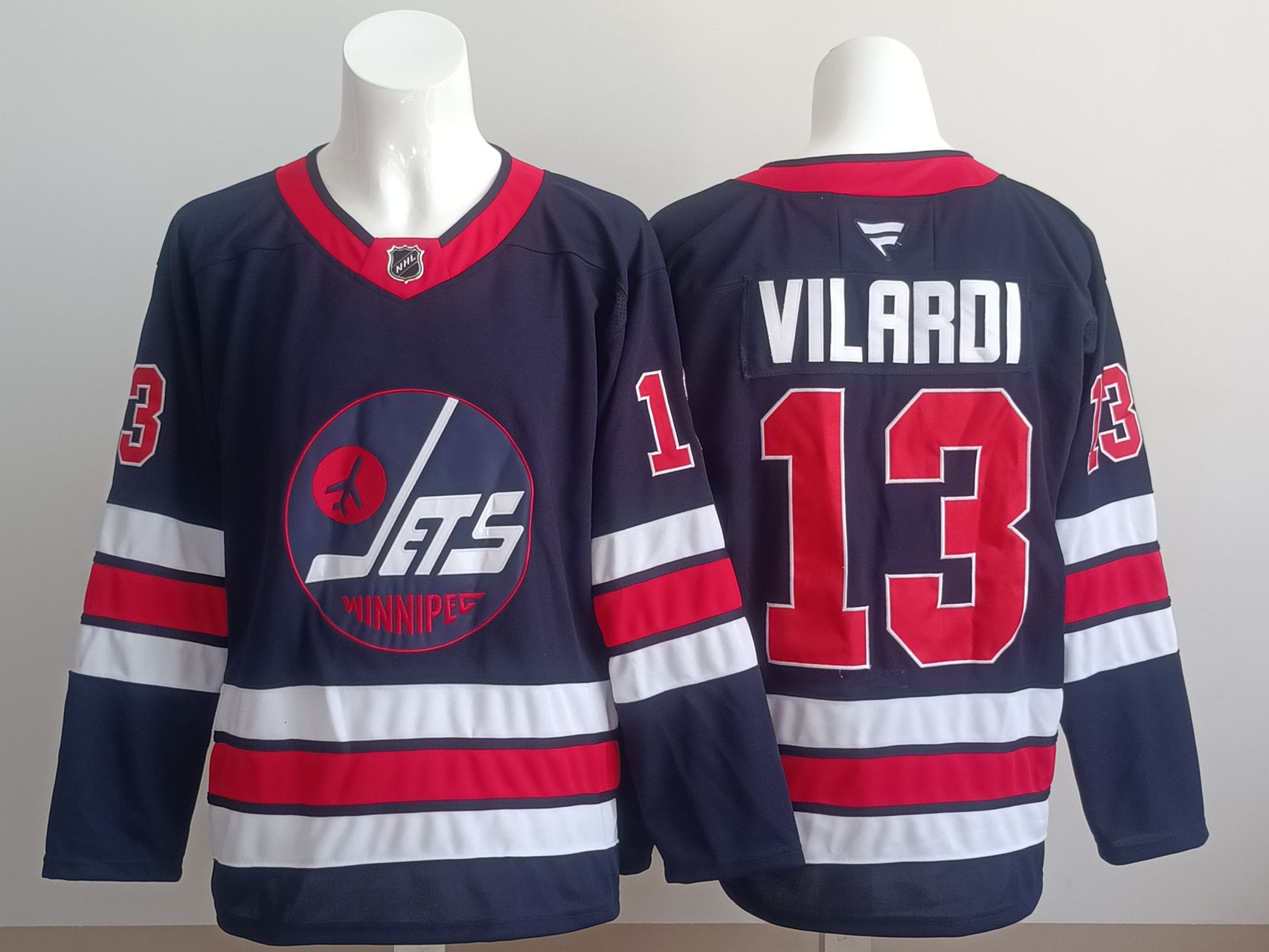 Men 2025 Winnipeg Jets 13 Vilardi Blue Fanatics Home Premium NHL Jersey style 1